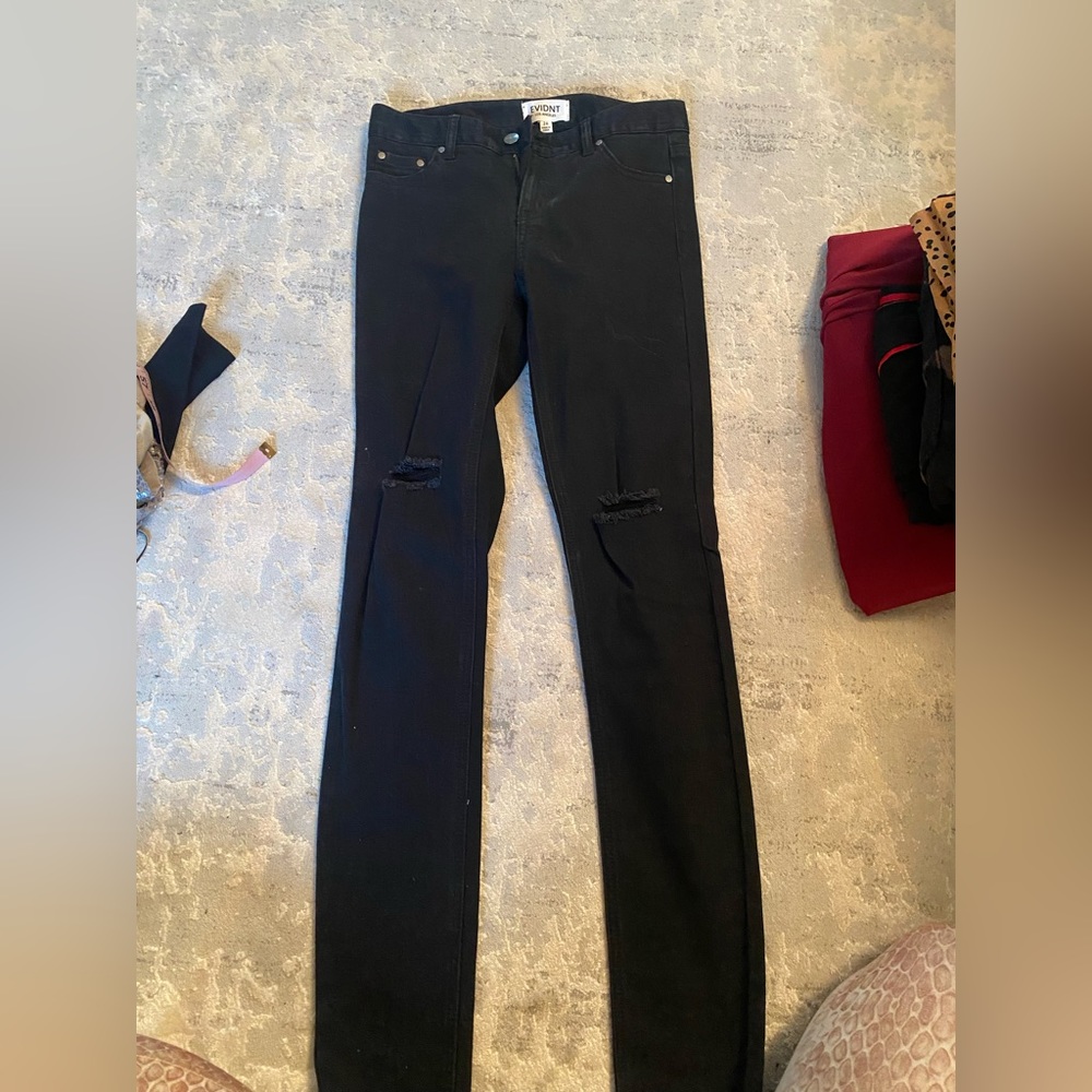 Evident black distressed skinny jeans